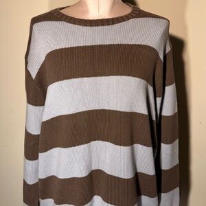 Brandy Melville Oversized Brown and Gray Knit Sweater